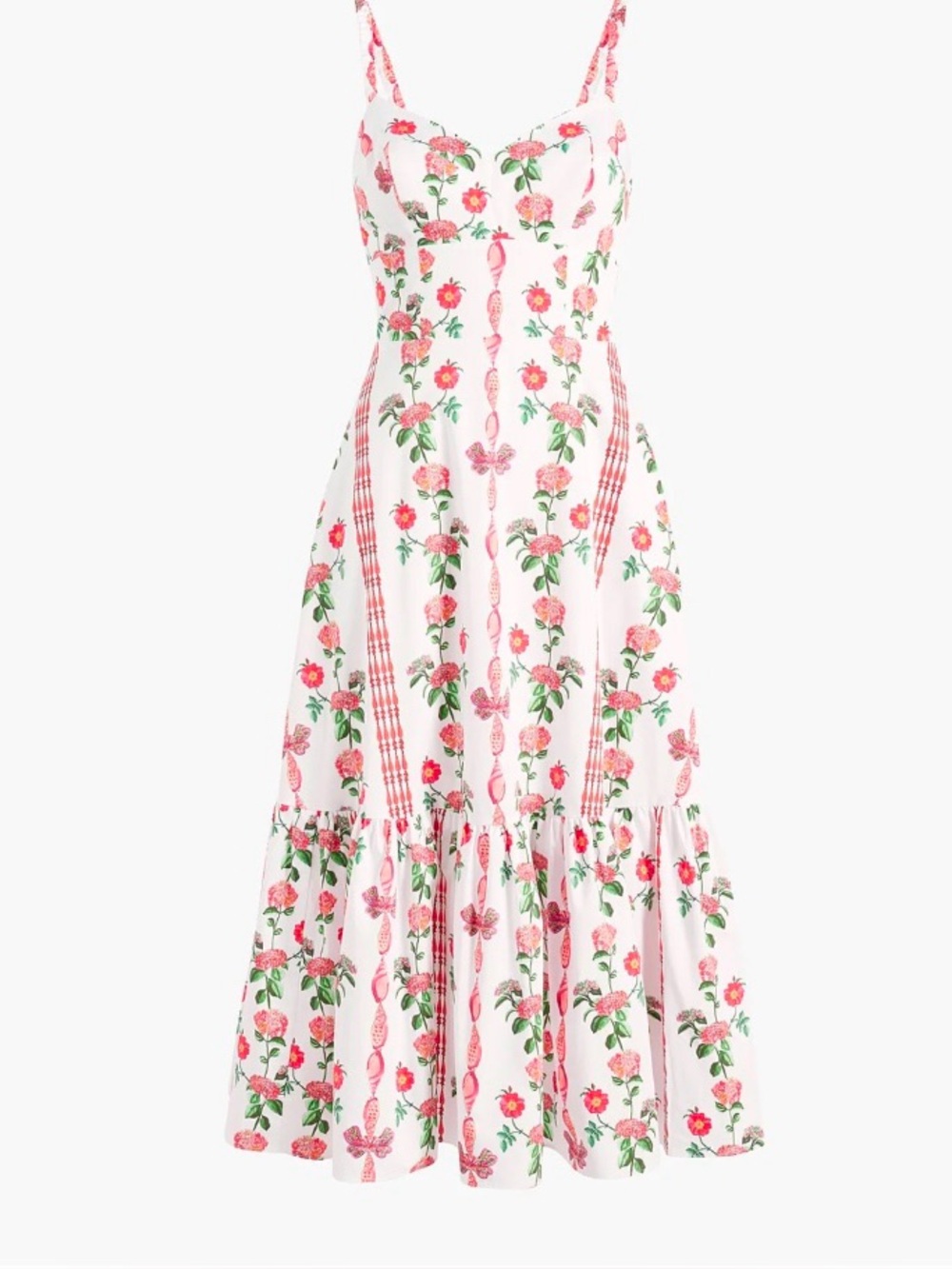 Hill House Pink and Green Floral Striped Midi Dress - Picture 2 of 16